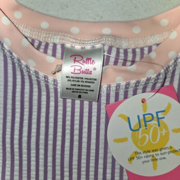 RuffleButts Girls 6 UPF 50+ Long Sleeve Rash Guard Swim Set 3885 - Picture 4 of 5